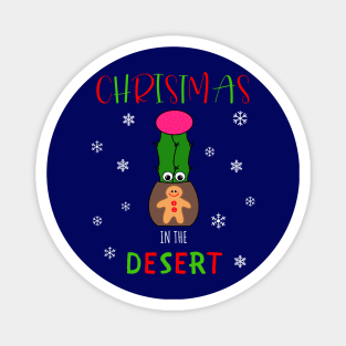 Christmas In The Desert - Hybrid Cactus In Gingerbread Man Pot Magnet